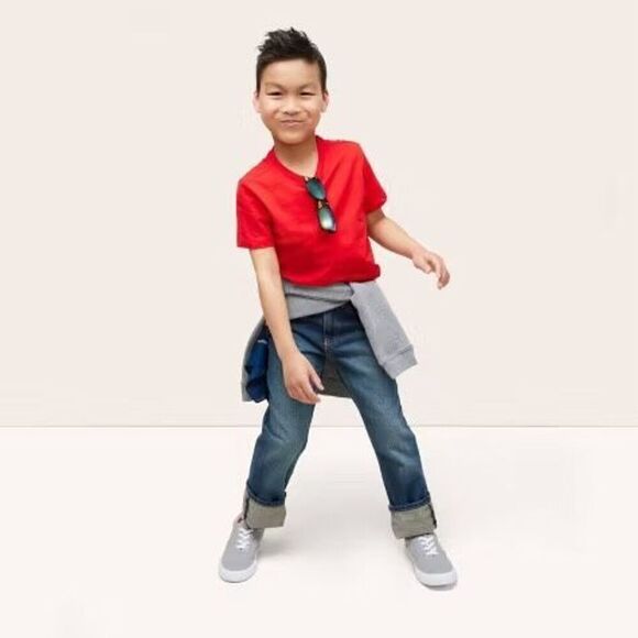 Youth Boys Cat & Jack Athletic Straight Pull-On Drawstring Jeans - Sz 10 - Picture 1 of 5